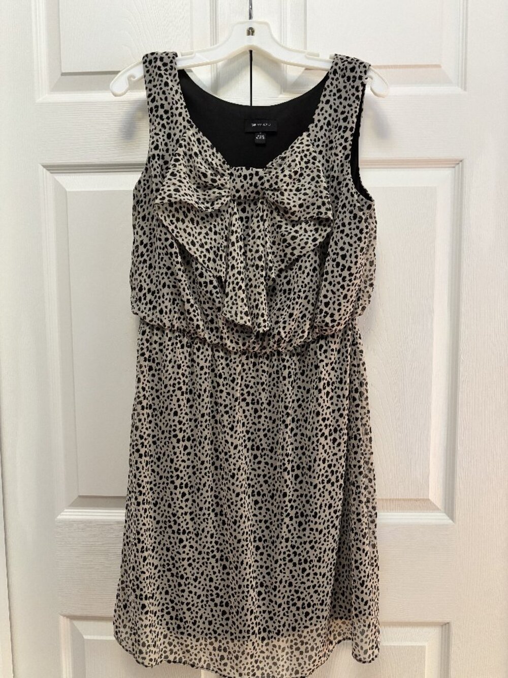 AB Studio Medium Animal Print Chiffon Dress Bow Front Sleeveless Lined
